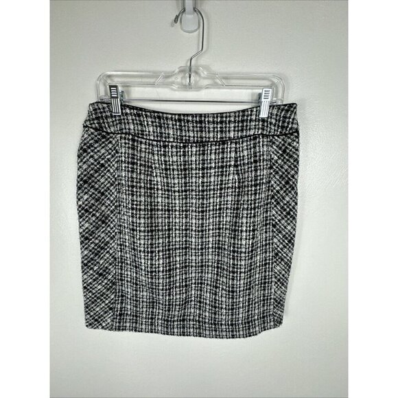 White House Black Market Women's 10 Mini Pencil Skirt B&W Tweed Wool Blend - Picture 8 of 12